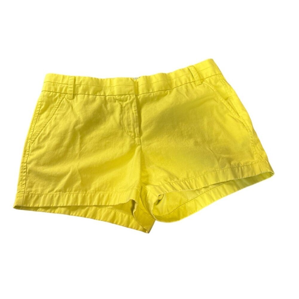 J. Crew Womens Yellow Green Flat Front Chino Shorts Sz 12